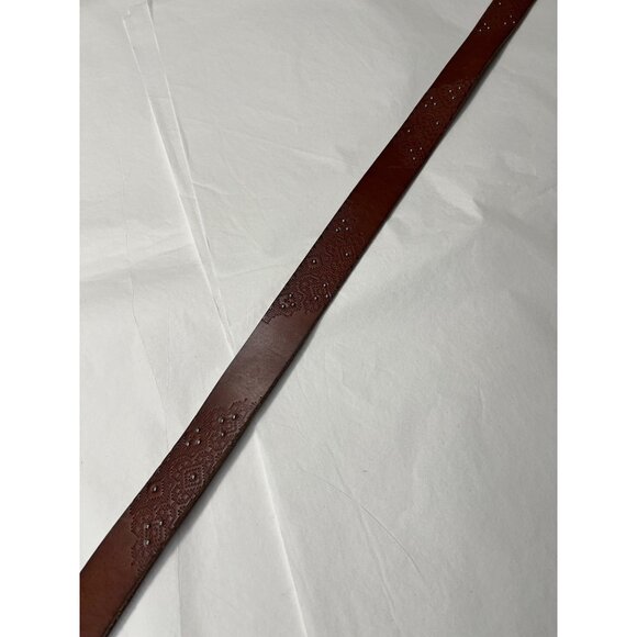 American Eagle Womens Brown Embossed Leather Belt Medium - Picture 5 of 8